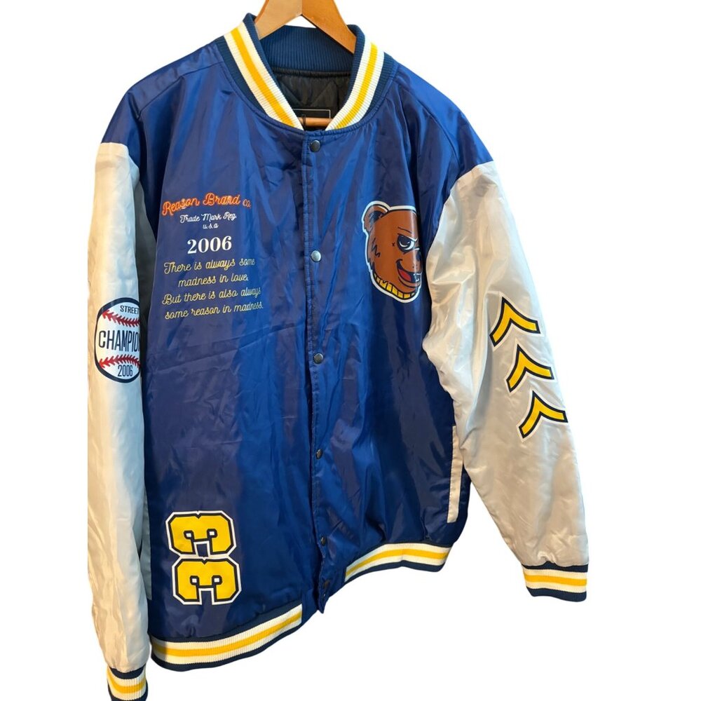 Retro Reason NWT Local Legends Varsity Jacket 2006 Blue White Quilted Design XL